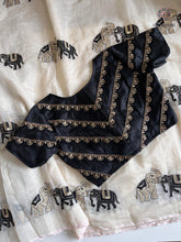 Load image into Gallery viewer, Gorgeous Party Wear Off White Colour Chanderi Cotton Embroidery n Tussels Work Fancy Designer Saree With Stitched Blouse