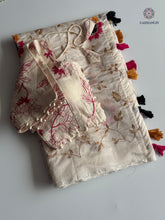 Load image into Gallery viewer, Beautiful Party Wear Chanderi Cotton Embroidery n Tussels Work Fancy Designer Festive Wear Saree With Stitched Blouse