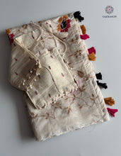 Load image into Gallery viewer, Beautiful Party Wear Chanderi Cotton Embroidery n Tussels Work Fancy Designer Festive Wear Saree With Stitched Blouse
