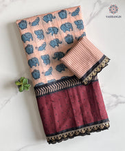 Load image into Gallery viewer, New Festive Wear Off White Color Chanderi Slub Cotton Print Sequence Lace n Rich Pallu Work Designer Saree With Stunner Blouse Piece