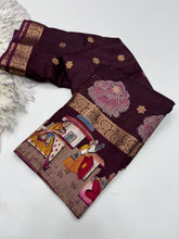 Load image into Gallery viewer, Verdant Pure Mangalkari Viscous Silk Print With Weaving Work Fancy Designer Festive Wear Saree With Fragrant Blouse Piece