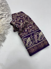 Load image into Gallery viewer, Dazzling Party Wear Pure Mangalkari Viscose Silk Print With Jacquard Work Rich Pallu Fancy Designer Saree For Women