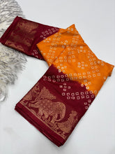 Load image into Gallery viewer, New Wedding Wear Pure Dola Crush Silk Jacquard Weaving n Print Work Fancy Designer Saree