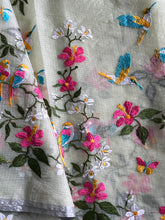 Load image into Gallery viewer, Traditional Pista Color Pure Kota Doriya Zari weaving border n Embroidery Work Designer Saree With Assemblage Blouse Piece