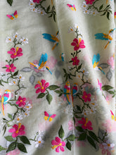 Load image into Gallery viewer, Traditional Pista Color Pure Kota Doriya Zari weaving border n Embroidery Work Designer Saree With Assemblage Blouse Piece