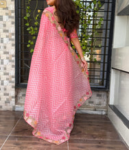 Load image into Gallery viewer, Angelic Festive Wear Embroidery n Zari Border Work Cotton Satin Fancy Designer Saree With Blouse Piece