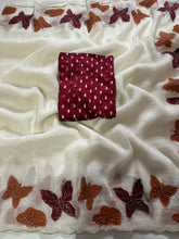 Load image into Gallery viewer, Marvellous Party Wear Off White Crunchy Silk Embroidery Work Fancy Desginer Saree With Blouse