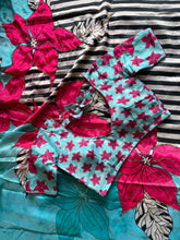 Load image into Gallery viewer, Evocative Blue Color Chinnon Silk Print n Handwork Fancy Designer Saree With Luxuriant Unstitched Blouse