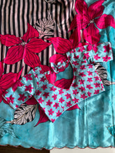 Load image into Gallery viewer, Evocative Blue Color Chinnon Silk Print n Handwork Fancy Designer Saree With Luxuriant Unstitched Blouse