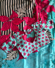 Load image into Gallery viewer, Evocative Blue Color Chinnon Silk Print n Handwork Fancy Designer Saree With Luxuriant Unstitched Blouse