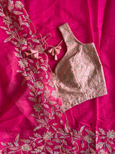 Load image into Gallery viewer, Incredible Pink Color Chanderi Cotton Embrodiery n Cut Work Fancy Designer Saree With Stunning Unstitched Blouse