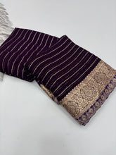 Load image into Gallery viewer, New Wedding wear Purple Color Viscose Georgette Jacquard Weaving With Sequence Lace Work Designer Saree