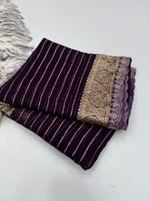 Load image into Gallery viewer, New Wedding wear Purple Color Viscose Georgette Jacquard Weaving With Sequence Lace Work Designer Saree