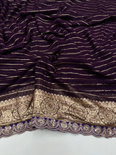Load image into Gallery viewer, New Wedding wear Purple Color Viscose Georgette Jacquard Weaving With Sequence Lace Work Designer Saree