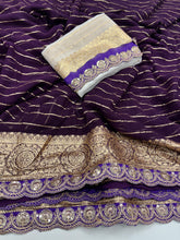 Load image into Gallery viewer, New Wedding wear Purple Color Viscose Georgette Jacquard Weaving With Sequence Lace Work Designer Saree