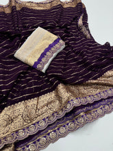 Load image into Gallery viewer, New Wedding wear Purple Color Viscose Georgette Jacquard Weaving With Sequence Lace Work Designer Saree