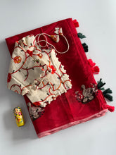 Load image into Gallery viewer, Elegant Chanderi Cotton Embroidery n Tussels Work Fancy Designer Function Wear Saree With Stitched Blouse