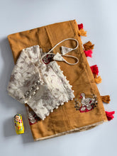 Load image into Gallery viewer, Elegant Chanderi Cotton Embroidery n Tussels Work Fancy Designer Function Wear Saree With Stitched Blouse