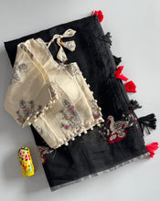 Load image into Gallery viewer, Elegant Chanderi Cotton Embroidery n Tussels Work Fancy Designer Function Wear Saree With Stitched Blouse