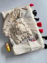 Load image into Gallery viewer, Elegant Chanderi Cotton Embroidery n Tussels Work Fancy Designer Function Wear Saree With Stitched Blouse