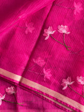 Load image into Gallery viewer, Groovy Pink Color Pure Kota Doriya Embroidery n Zari Border Work Fancy Designer Saree with Unstitched Blouse Piece