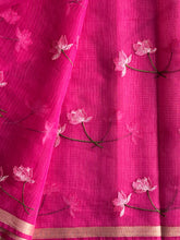 Load image into Gallery viewer, Groovy Pink Color Pure Kota Doriya Embroidery n Zari Border Work Fancy Designer Saree with Unstitched Blouse Piece