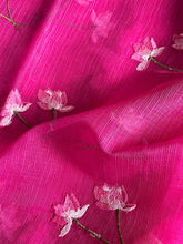 Load image into Gallery viewer, Groovy Pink Color Pure Kota Doriya Embroidery n Zari Border Work Fancy Designer Saree with Unstitched Blouse Piece
