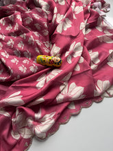 Load image into Gallery viewer, Mellifluous Party Wear Soft Satin Georgette Flower Print Zarkan Diamond N Cut Work Fancy Designer Saree With Blouse Piece