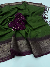 Load image into Gallery viewer, New Function Wear Green Color Pure Dola Silk Jacquard Weaving Work Fancy Designer Saree With Blouse Piece