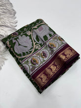 Load image into Gallery viewer, Incomparable Party Wear Pure Mangalkari Viscose Silk Print With Jacquard Work Rich Pallu Fancy Designer Saree For Occasion