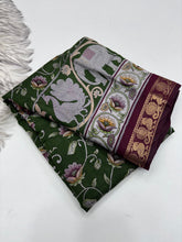 Load image into Gallery viewer, Incomparable Party Wear Pure Mangalkari Viscose Silk Print With Jacquard Work Rich Pallu Fancy Designer Saree For Occasion