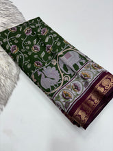 Load image into Gallery viewer, Incomparable Party Wear Pure Mangalkari Viscose Silk Print With Jacquard Work Rich Pallu Fancy Designer Saree For Occasion