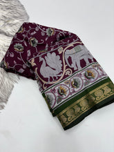 Load image into Gallery viewer, Incomparable Party Wear Pure Mangalkari Viscose Silk Print With Jacquard Work Rich Pallu Fancy Designer Saree For Occasion