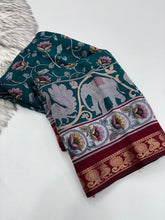 Load image into Gallery viewer, Incomparable Party Wear Pure Mangalkari Viscose Silk Print With Jacquard Work Rich Pallu Fancy Designer Saree For Occasion