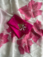 Load image into Gallery viewer, New Partywear White Color Tissue Silk Foil Print Work Fancy Designer Saree With Maggam Work Blouse Piece