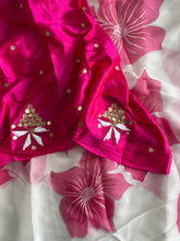 Load image into Gallery viewer, New Partywear White Color Tissue Silk Foil Print Work Fancy Designer Saree With Maggam Work Blouse Piece