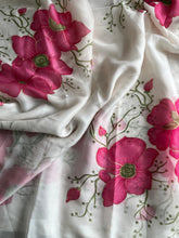 Load image into Gallery viewer, New Partywear White Color Tissue Silk Foil Print Work Fancy Designer Saree With Maggam Work Blouse Piece