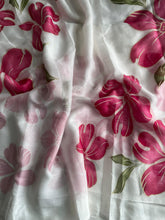 Load image into Gallery viewer, New Partywear White Color Tissue Silk Foil Print Work Fancy Designer Saree With Maggam Work Blouse Piece