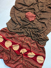 Load image into Gallery viewer, Pure Satin Crepe Ajrak Printed Rich Pallu Work Fancy Designer Function Wear Saree With Blouse