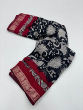 Load image into Gallery viewer, Prettiest Function Wear Black Color Pure Mangalkari Viscouse Silk Print With Designer Pallu Fancy Saree For Women