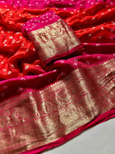 Load image into Gallery viewer, Mellifluous Party Wear Double Shaded Cotton Silk Kanjivaram Bandhani Print Fancy Designer Saree For Wedding
