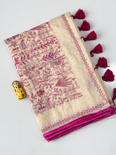 Load image into Gallery viewer, Charismatic Function Wear Chanderi Cotton Heavy Embroidered n Tussels Work Fancy Saree With Blouse