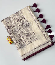 Load image into Gallery viewer, Charismatic Function Wear Chanderi Cotton Heavy Embroidered n Tussels Work Fancy Saree With Blouse