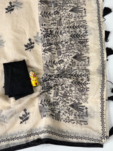 Load image into Gallery viewer, Charismatic Function Wear Chanderi Cotton Heavy Embroidered n Tussels Work Fancy Saree With Blouse