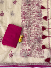 Load image into Gallery viewer, Charismatic Function Wear Chanderi Cotton Heavy Embroidered n Tussels Work Fancy Saree With Blouse