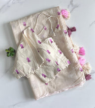 Load image into Gallery viewer, Elegant Party Wear Chanderi Cotton Heart n Tussels Work Fancy Designer Saree With Stitched Blouse