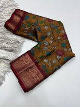 Load image into Gallery viewer, Latest Festive Wear Gold Color Dola Silk Jacquard Zari n Print Work Fancy Designer Saree With Blouse