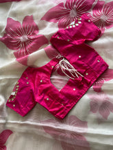 Load image into Gallery viewer, New Partywear White Color Tissue Silk Foil Print Work Fancy Designer Saree With Maggam Work Unstiched Blouse Piece