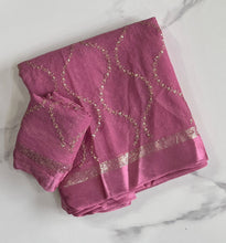 Load image into Gallery viewer, Charming Lavender Colour Pure Viscose Georgette Fabric With Satin Border n Embroidered Work Saree With Blissful Blouse Piece