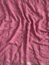 Load image into Gallery viewer, Charming Lavender Colour Pure Viscose Georgette Fabric With Satin Border n Embroidered Work Saree With Blissful Blouse Piece